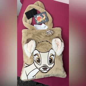 Disney Bambi Tan Plush Tote Bag from Disneyland & LoungeFly Cardholder NWT